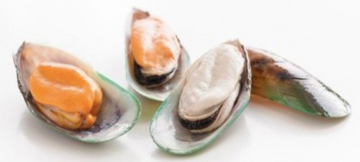 New Zealand Jumbo Green Mussels (Half Shell & Blanched), price/907g box, frozen