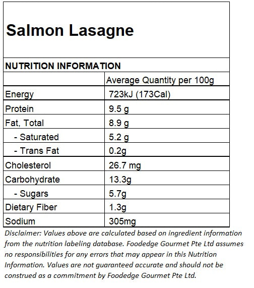 Salmon Lasagna (Halal), 220g, frozen