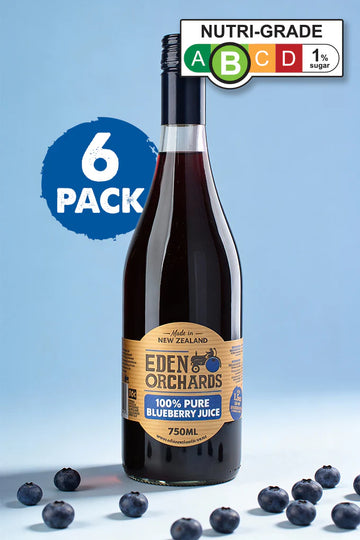 6 Bottles (value pack) 100% Pure Blueberry Juice, 750ml (glass) - Eden Orchards, price/6 bottles