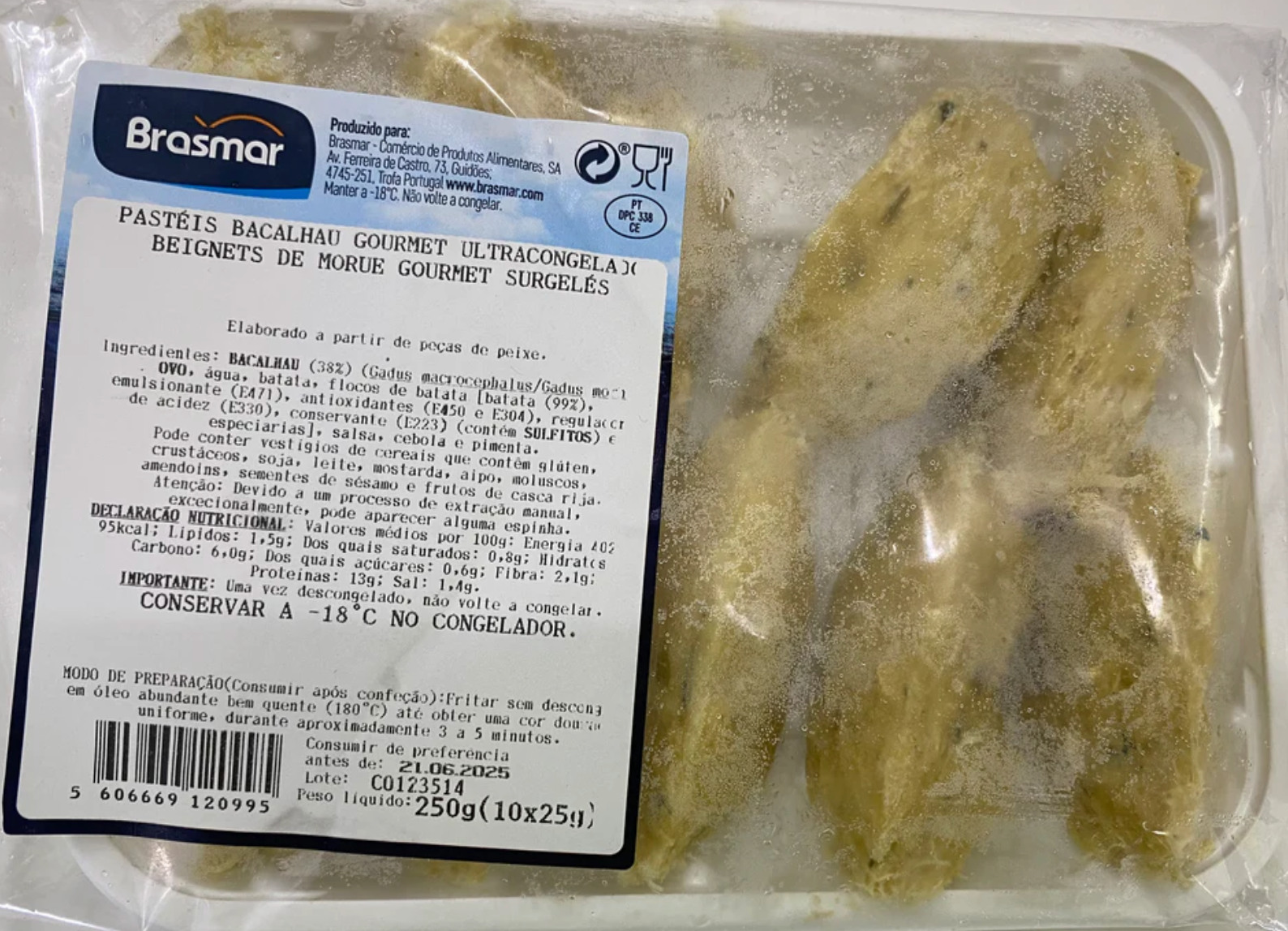 Wild Codfish Cakes (Pasteis de Bacalhau), 32g each, price/pack of 12, frozen