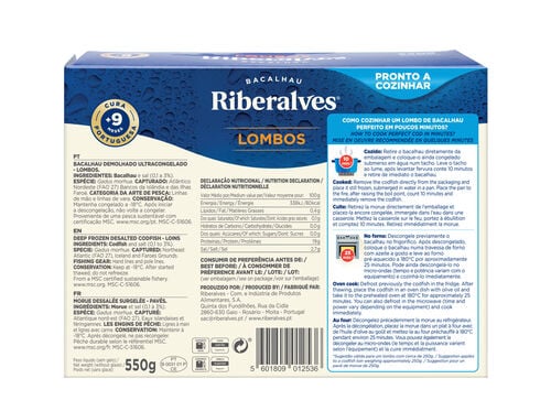 Wild Codfish Bacalhau Loins (desalted), 550g, frozen