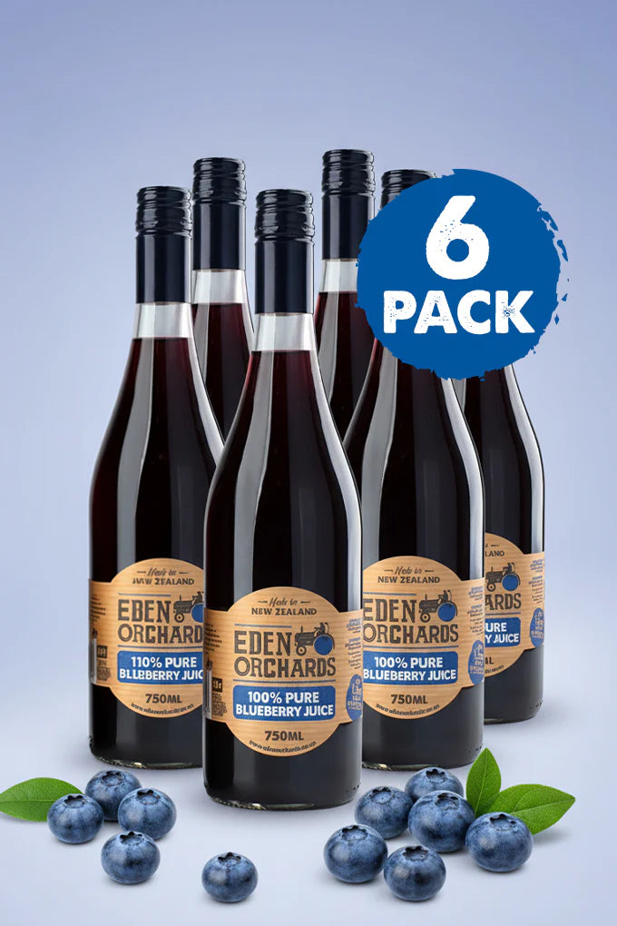 6 Bottles (value pack) 100% Pure Blueberry Juice, 750ml (glass) - Eden Orchards, price/6 bottles