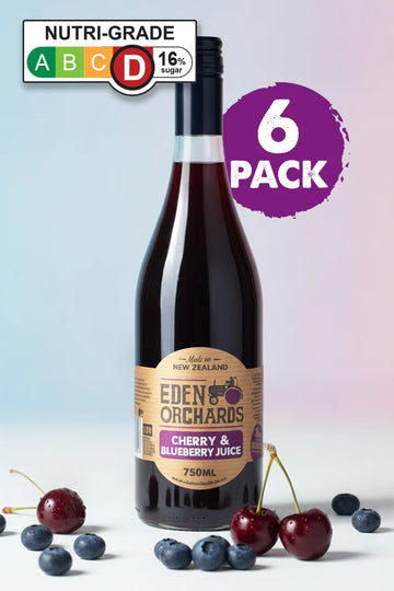 6 Bottles (value pack) 100% Cherry & Blueberry Juice, 750ml (glass) - Eden Orchards, price/6 bottles