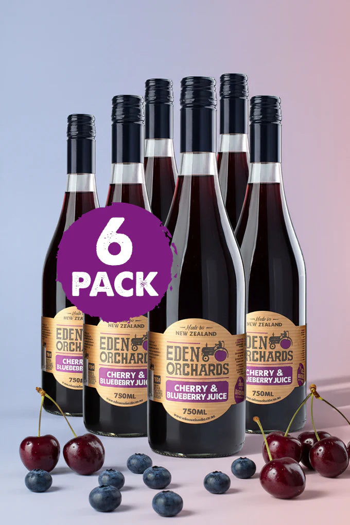 6 Bottles (value pack) 100% Cherry & Blueberry Juice, 750ml (glass) - Eden Orchards, price/6 bottles