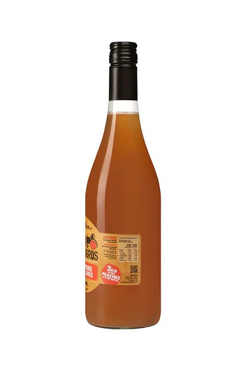 Pure Peach Juice, 750ml glass bottle from Eden Orchards, 100% natural with no added sugars or preservatives. Ideal health drink with rich peach flavor.