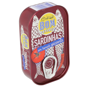 Bom Petisco Canned Whole Sardines in Hot Tomato Sauce, 120g