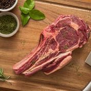 Grass Fed (Halal) Angus Beef OP (Tomahawk without bone) Ribeye Steak (Fore Rib/on the bone), frozen ($102/kg)