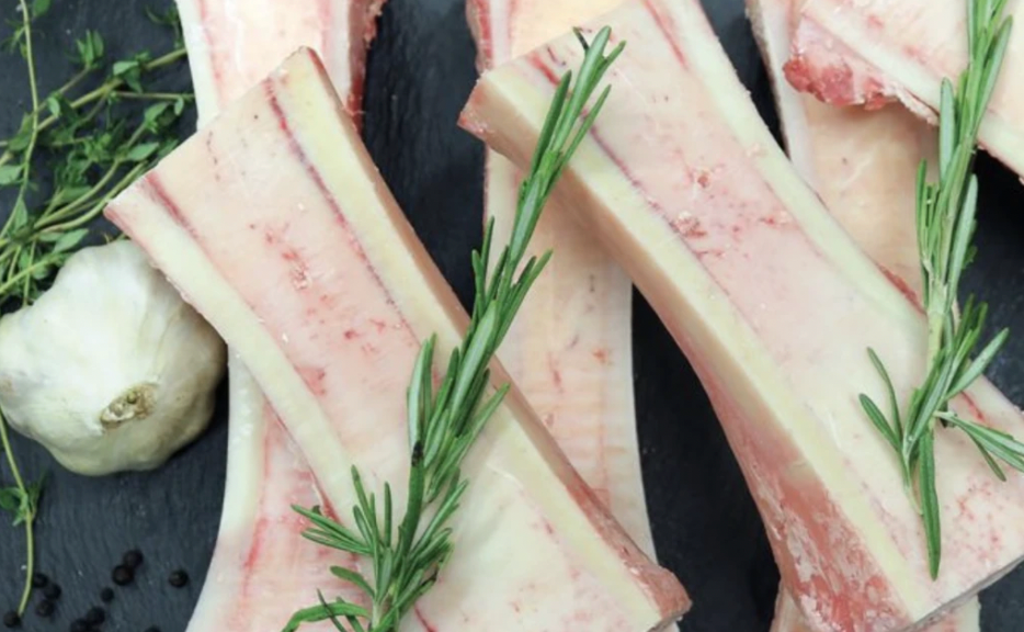 Grass Fed Beef Marrow Bones, cut 75mm (split half length wise 150mm), price 1kg/pack, frozen