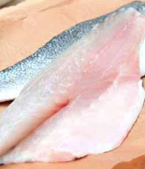 Barramundi (Seabass) Fillet, skin on, boneless (Halal) 500g (2 fillets), price/pack, frozen