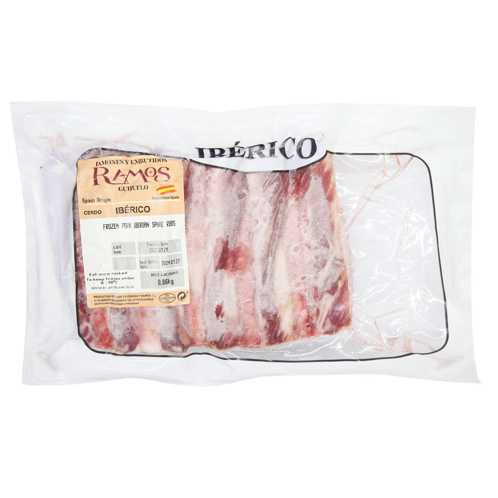 Iberian Pork Spare Ribs, frozen ($34/kg)