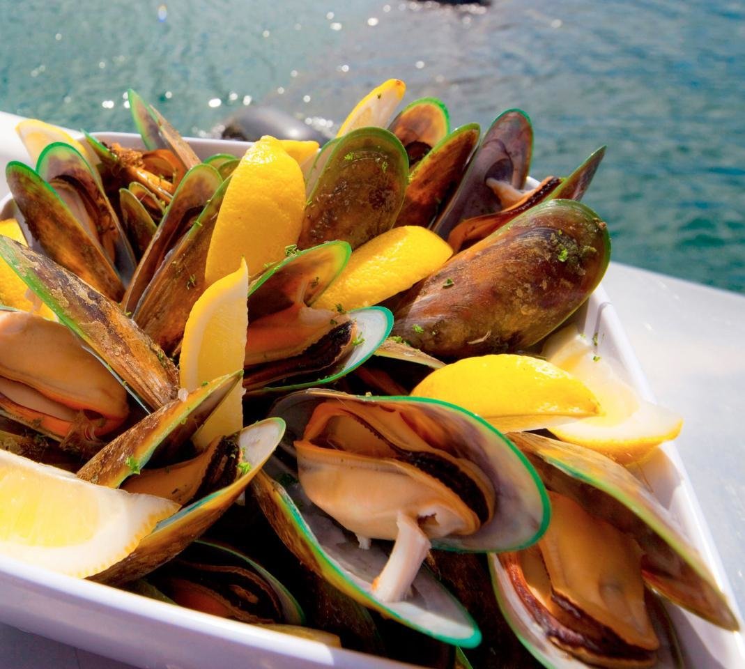 Frozen Shell New Zealand Greenshell Mussels (full shell) 800g, price/pack, frozen